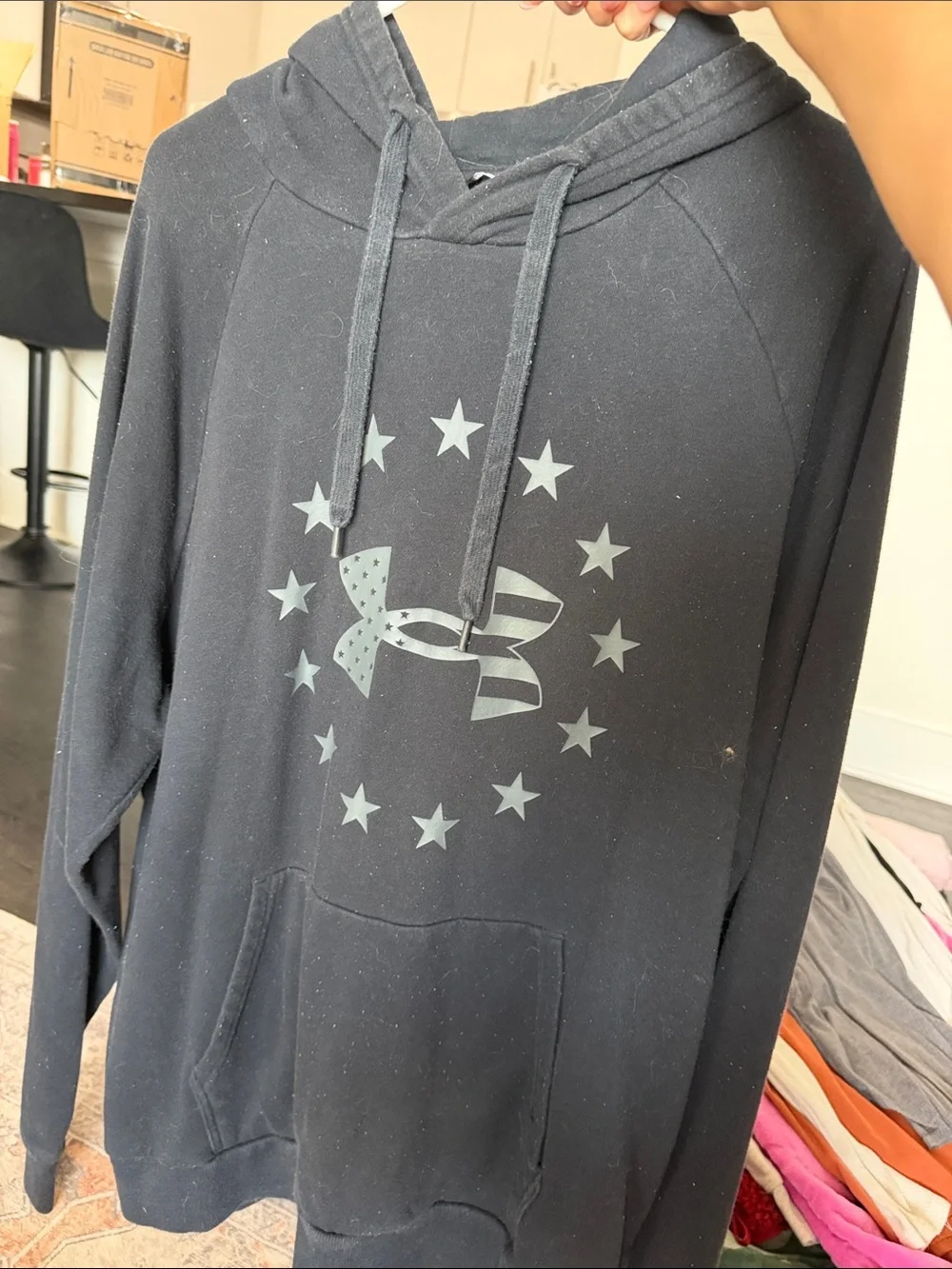 Under Armour Men’s Black Zip-Up Hoodie with Flag Logo